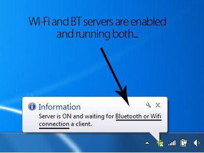 Both Wi-Fi and Bluetooth server is running
